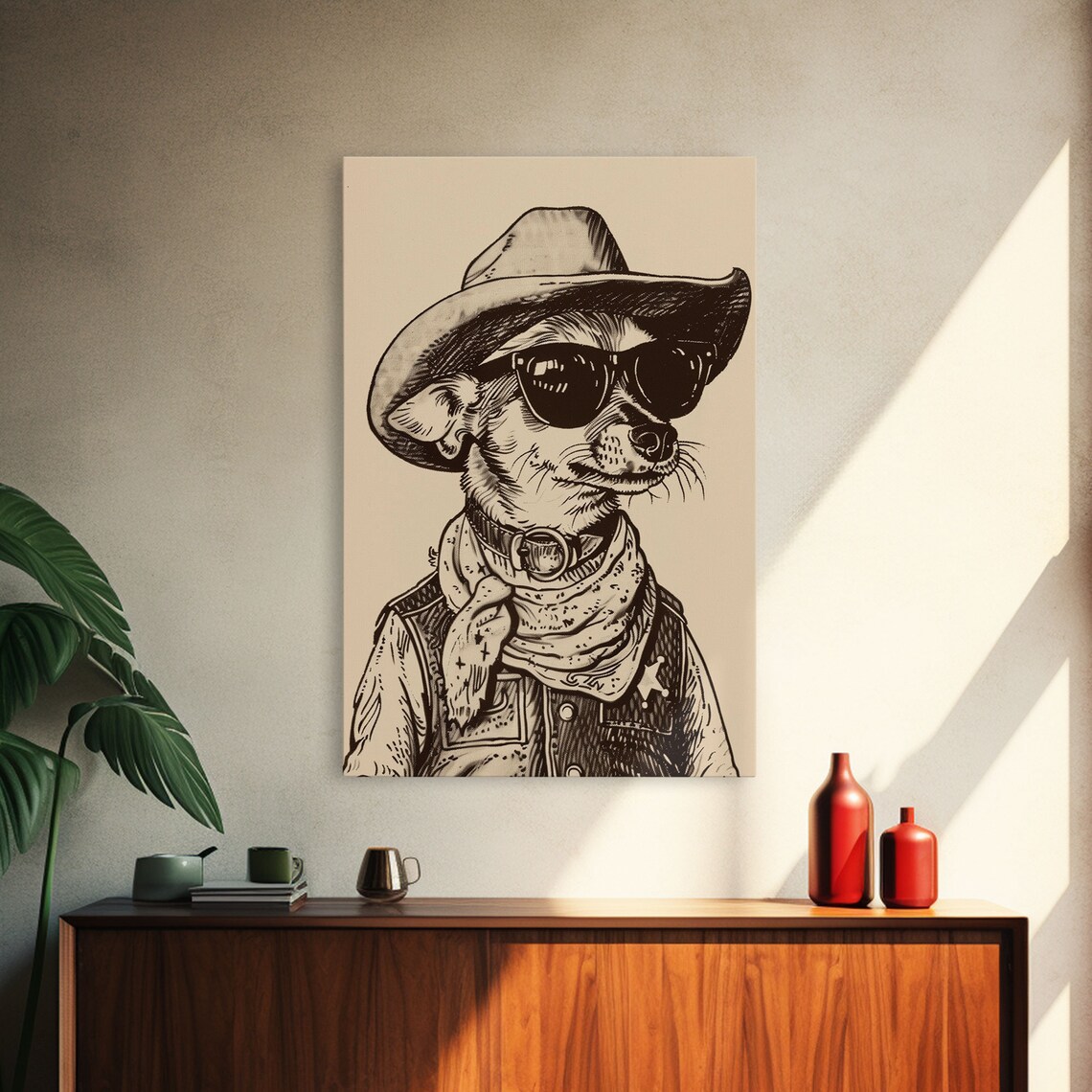Cowboy Sheriff Chihuahua Art Print, Western Decor - Image 4