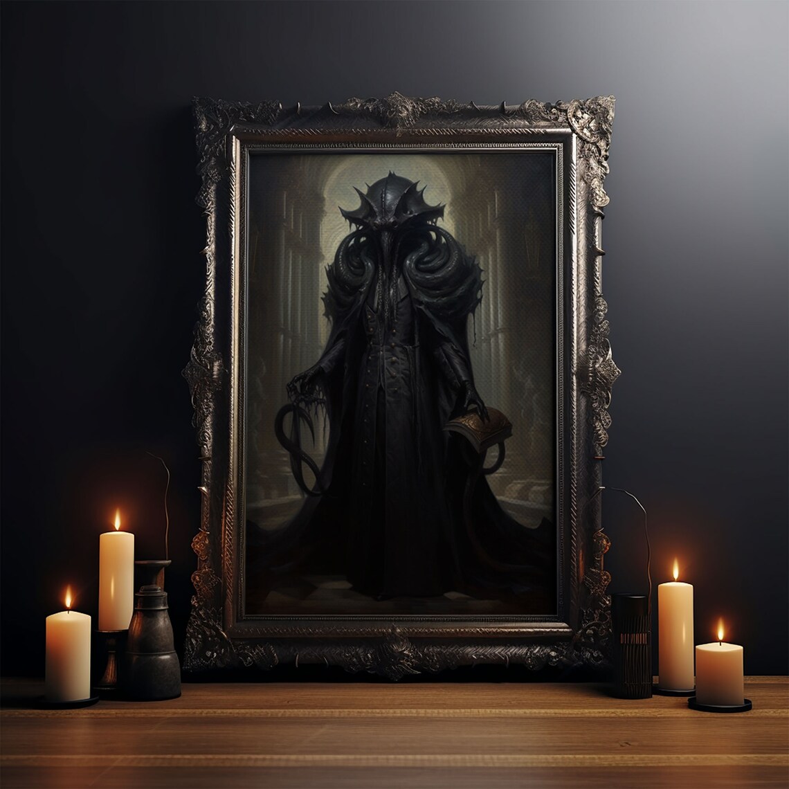 Victorian Portrait Of Cthulhu Gothic Halloween Art Print - Image 3