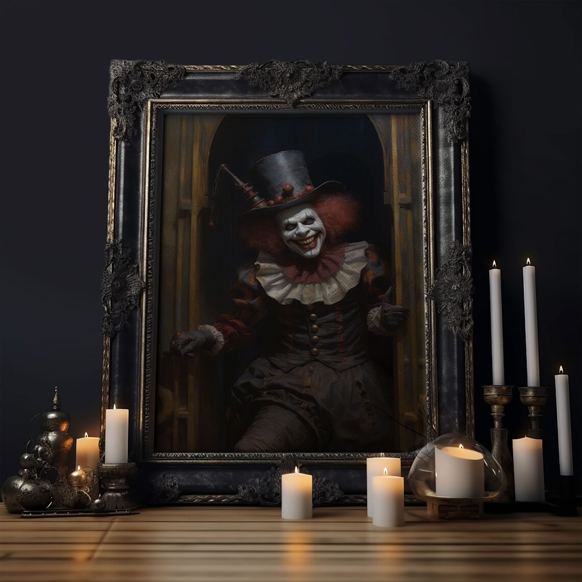 Scary Victorian Clown, Victorian Gothic Halloween Art Print - Image 6
