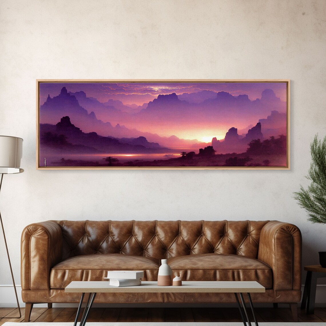 Beautiful Mountain Scene at Sunset, Wall Art Print