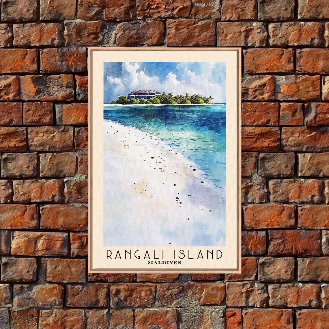 Rangali Island Maldives White Sand Beach Resort Watercolor Poster - Image 4