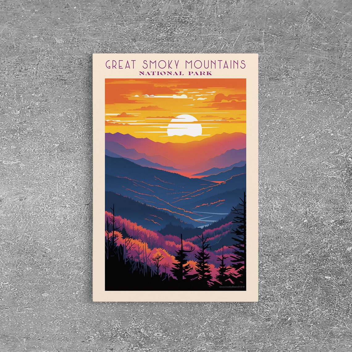 Great Smoky Mountains National Park Travel Poster Art Print Wall Art Tennesee Travel Art Midcentury Modern Travel Decor Wall Art