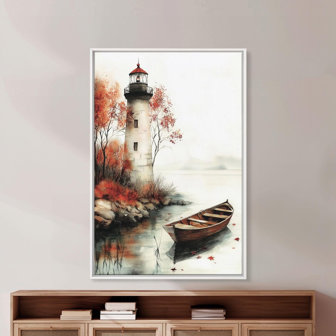 Lighthouse In The Fall, Boho Minimalist Art Print - Image 3