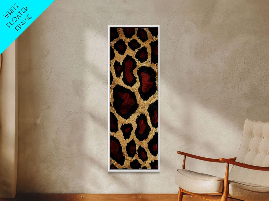 Classic Leopard Print Cream Black Red Spots Animal Pattern Poster - Image 4