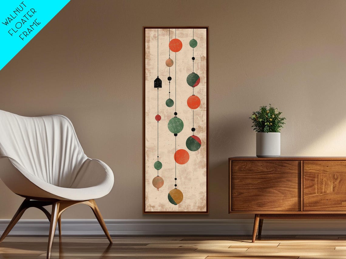 Hanging Lantern Orbs Circles Strings Rustic Retro Art Poster