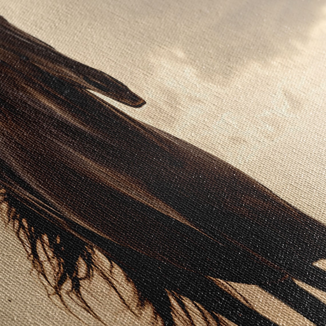Majestic Dark Horse Sunset Backlit Windblown Mane Dramatic Wall Art - Image 2