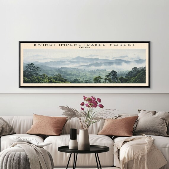 Bwindi Impenetrable Forest Panoramic Wall Art Travel Poster Gift For Travel Lover Vacation Gift Uganda Wall Art Home Decor Original Art
