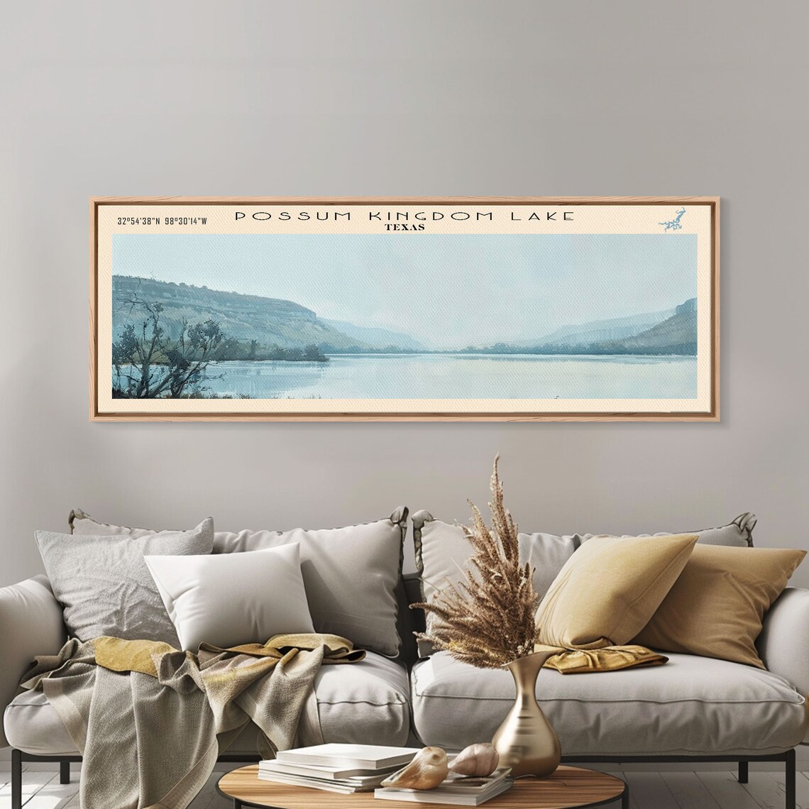 Possum Kingdom Lake Texas Travel Poster, Scenic Landscape