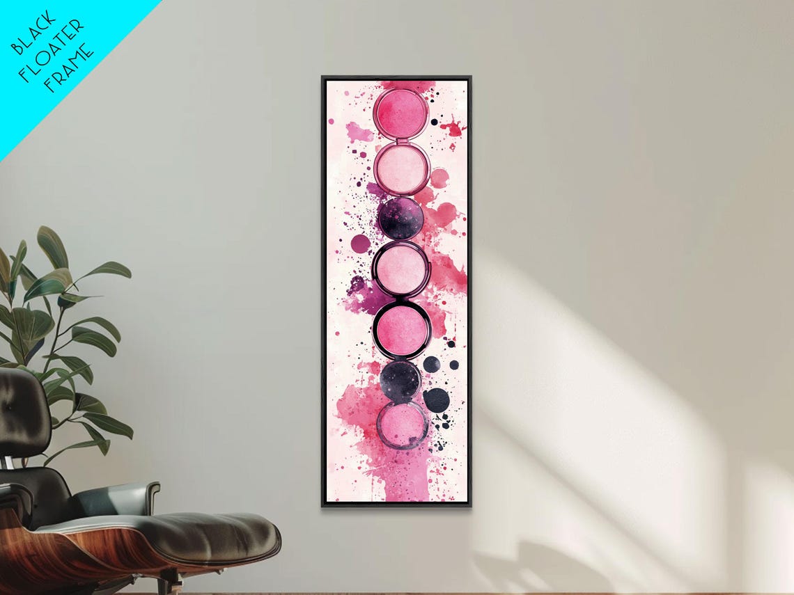 Pink Makeup Palette Watercolor Abstract Vertical Beauty Room Poster - Image 3