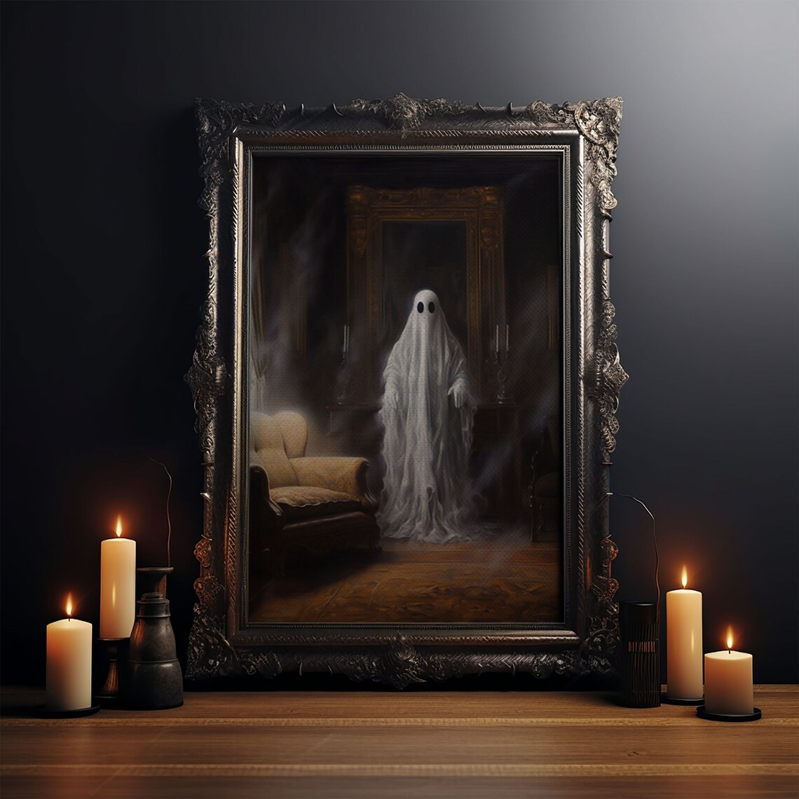 Ghost In The Mirror, Dark Academia Halloween Art Print - Image 3