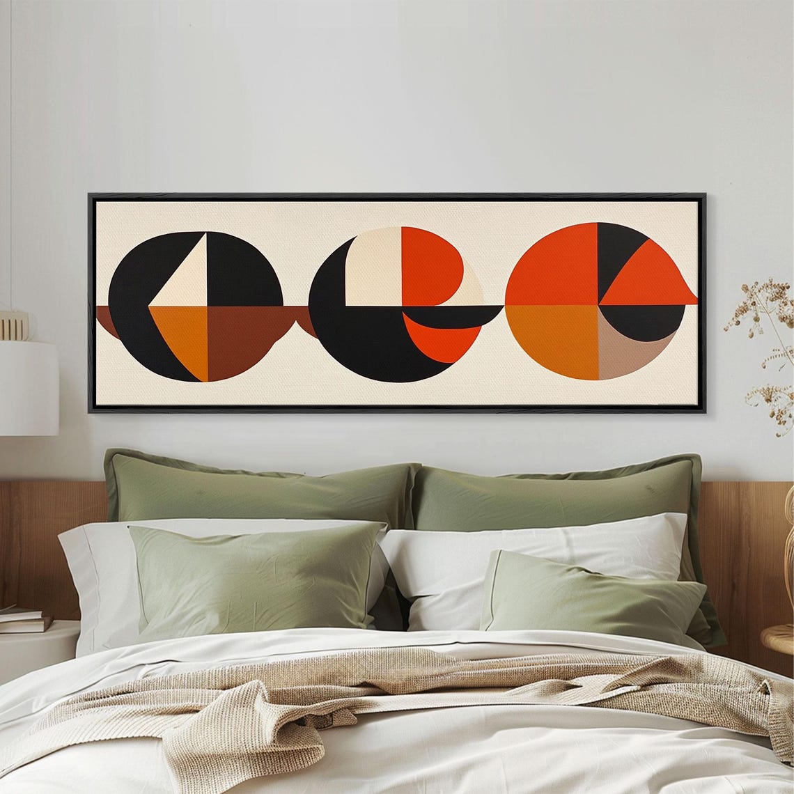 Abstract Art Deco Inspired Wall Art Triangles And Circles Geometric Pattern Wall Art Mcm Home Decor Extra Wide Oversized Art - Image 4