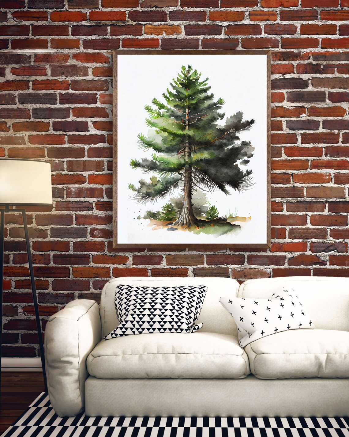 Pine Trees Watercolor Art Print, Mountain Landscape - Image 3