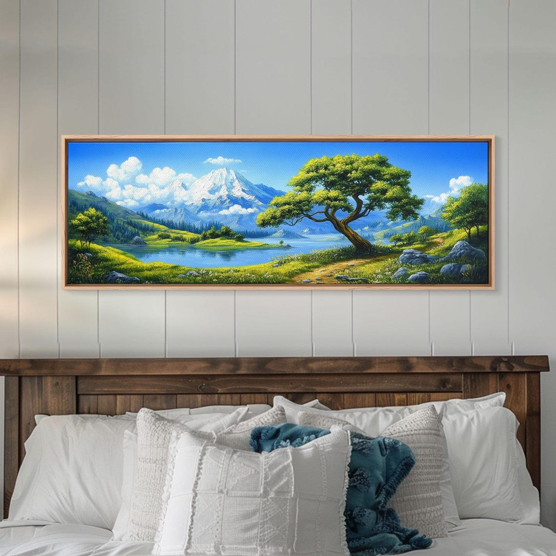 Vivid Green Alpine Lake Snowy Peak Summer Meadow Scenic Poster - Image 5