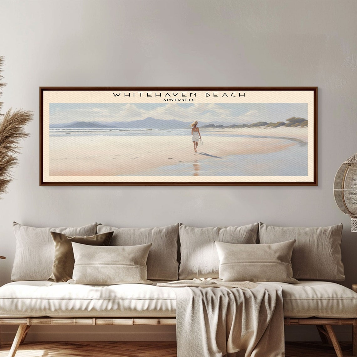 Whitehaven Beach Australia White Sand Stroll Tropical Travel Poster