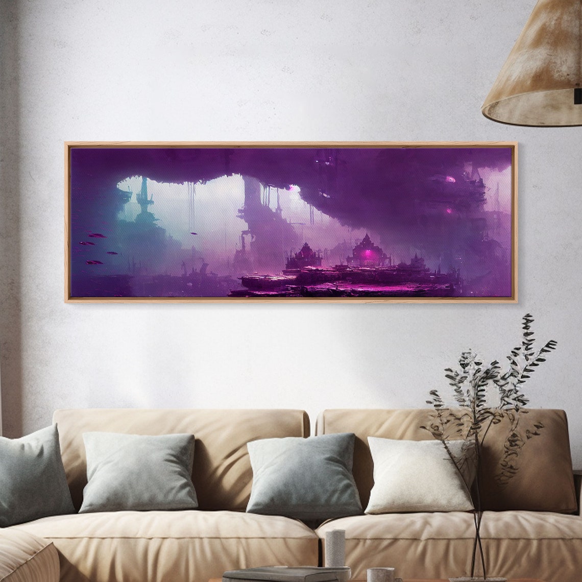 Purple Underwater Fantasy City Sunken Ruins Panoramic Sci Fi Poster - Image 4