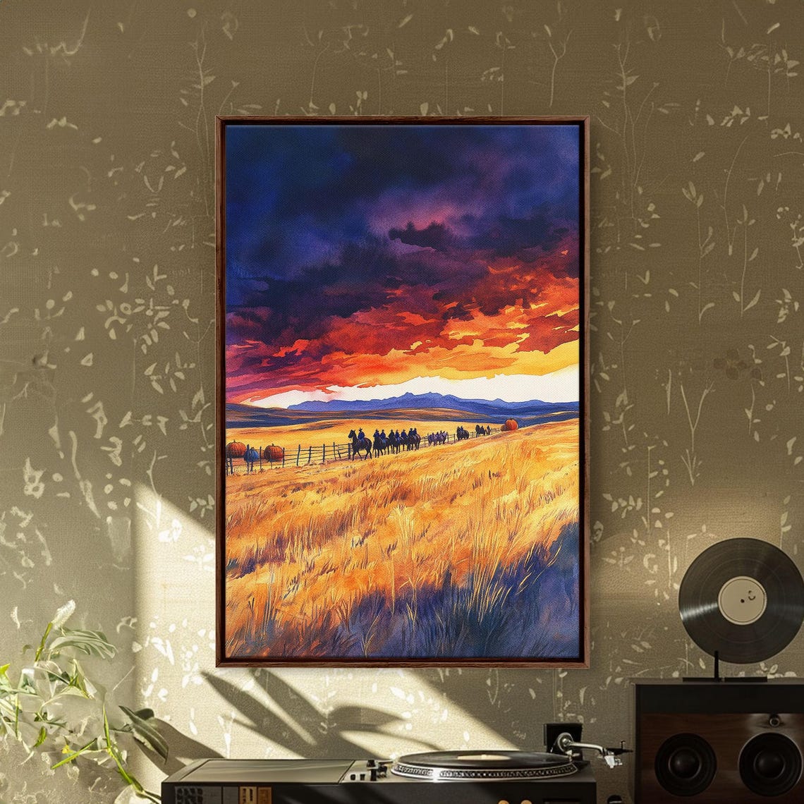 Cattle Drive At Sunset Cowboys Herding Across Golden Fields Poster - Image 2