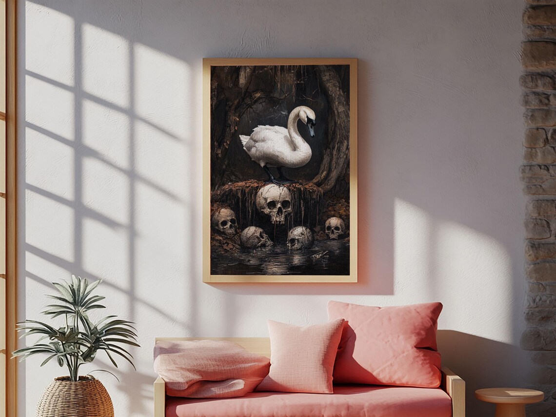 Black Swan Gothic Halloween Art Print, Dark Academia - Image 3
