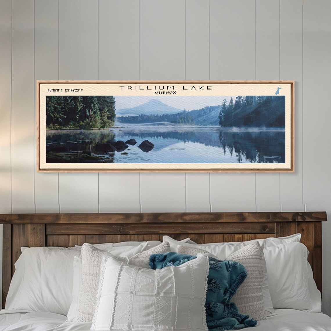 Trillium Lake Oregon Travel Poster, Lake House Decor - Image 2