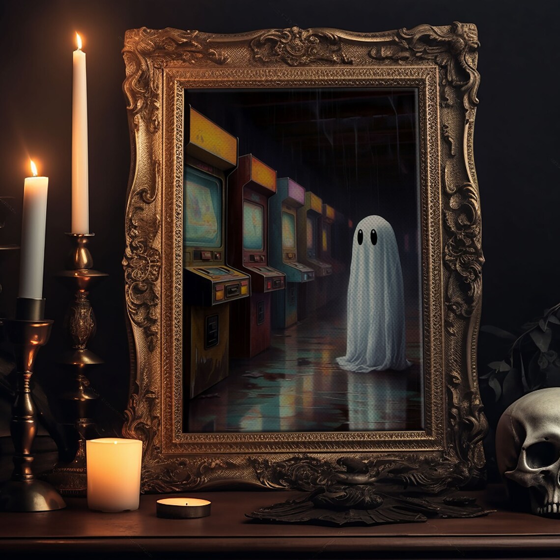 Ghost in an Abandoned Arcade, Dark Academia Poster