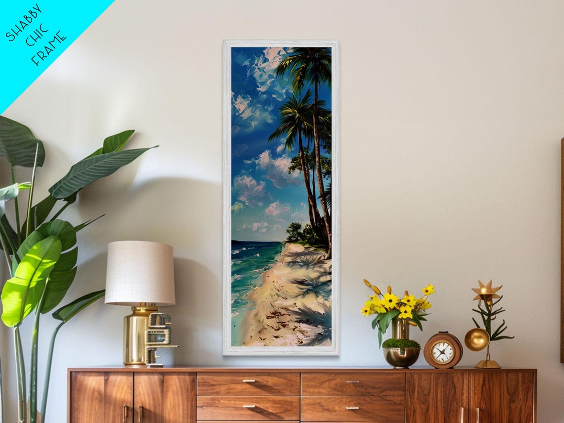Palm Trees And Gentle Waves On Sandy Beach Sunny Coastal Scene Poster - Image 5