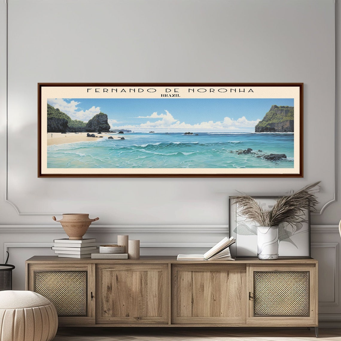 Fernando de Noronha Brazil Turquoise Beach Cliffs Island Travel Poster