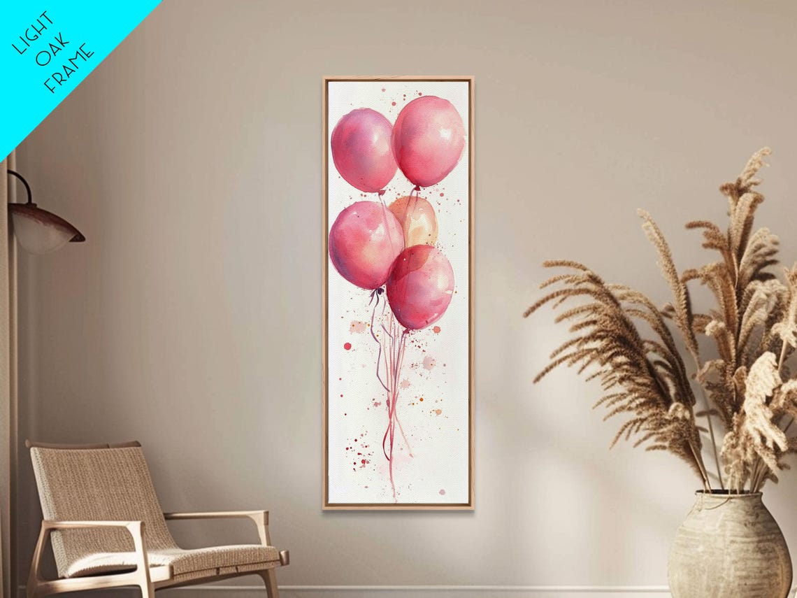 Pink Watercolor Balloons Party Cluster Confetti Whimsical Wall Poster