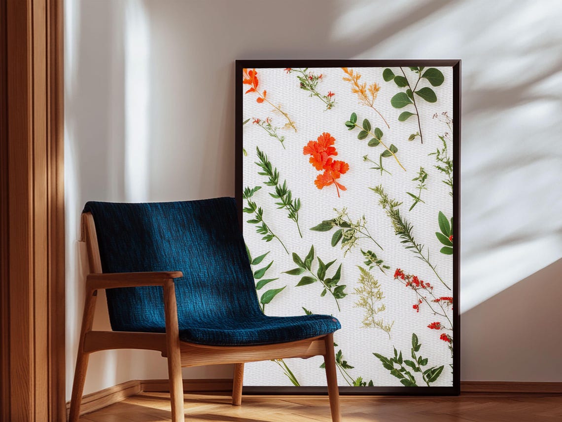 Pressed Botanical Herbarium Specimens Minimalist Flower Art Print - Image 3
