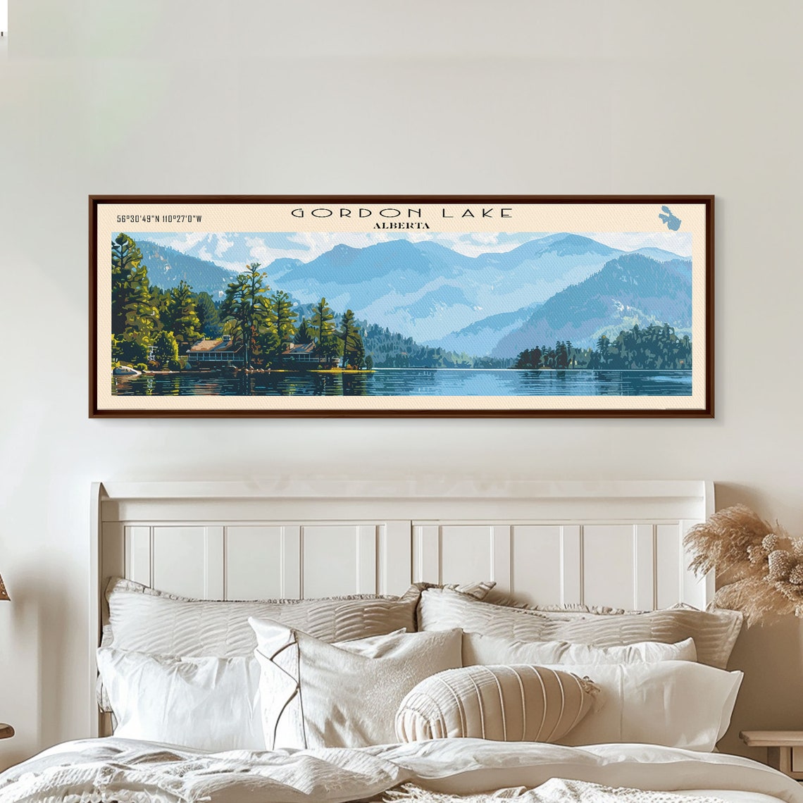 Gordon Lake Alberta Mountain Ranges Lakeside Cabin Lodge View Poster - Image 5