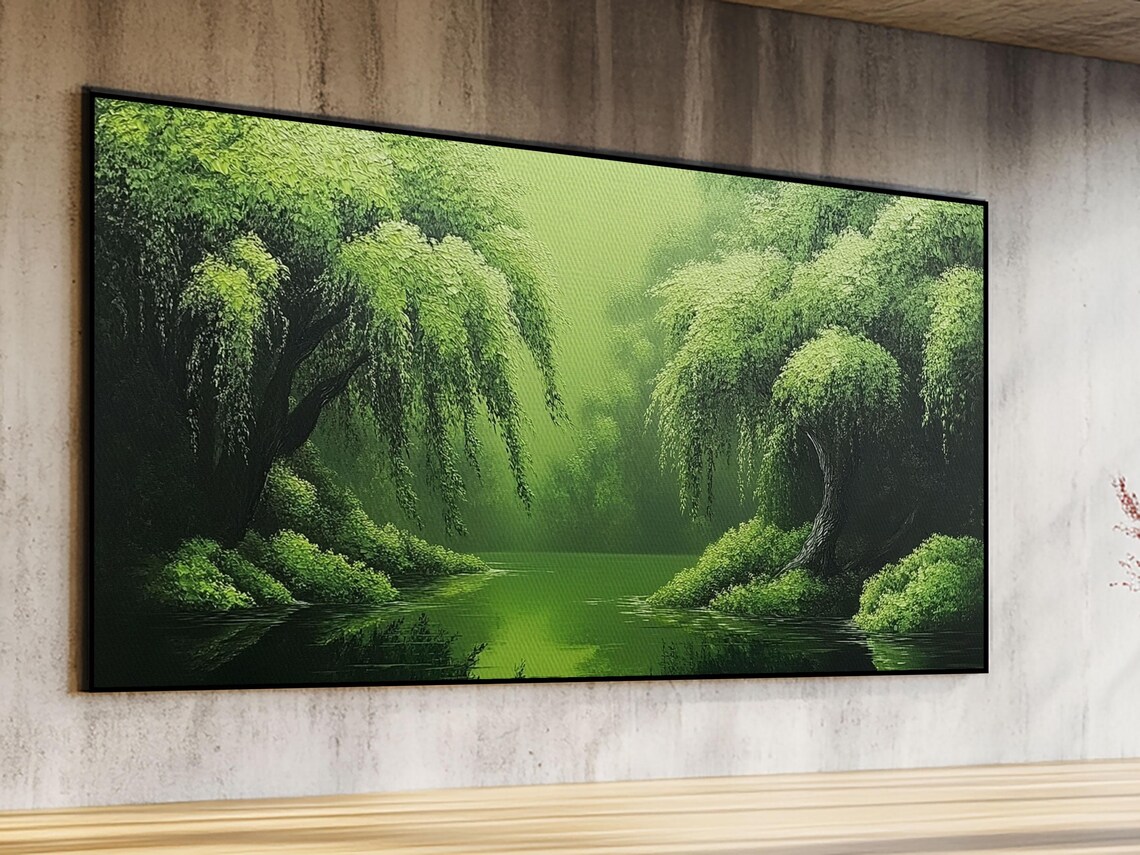 Willow Grove Framed Print Tranquil Forest Landscape Wall Art Sage Green Rustic Home Decor Above Bed Nature Art - Image 5
