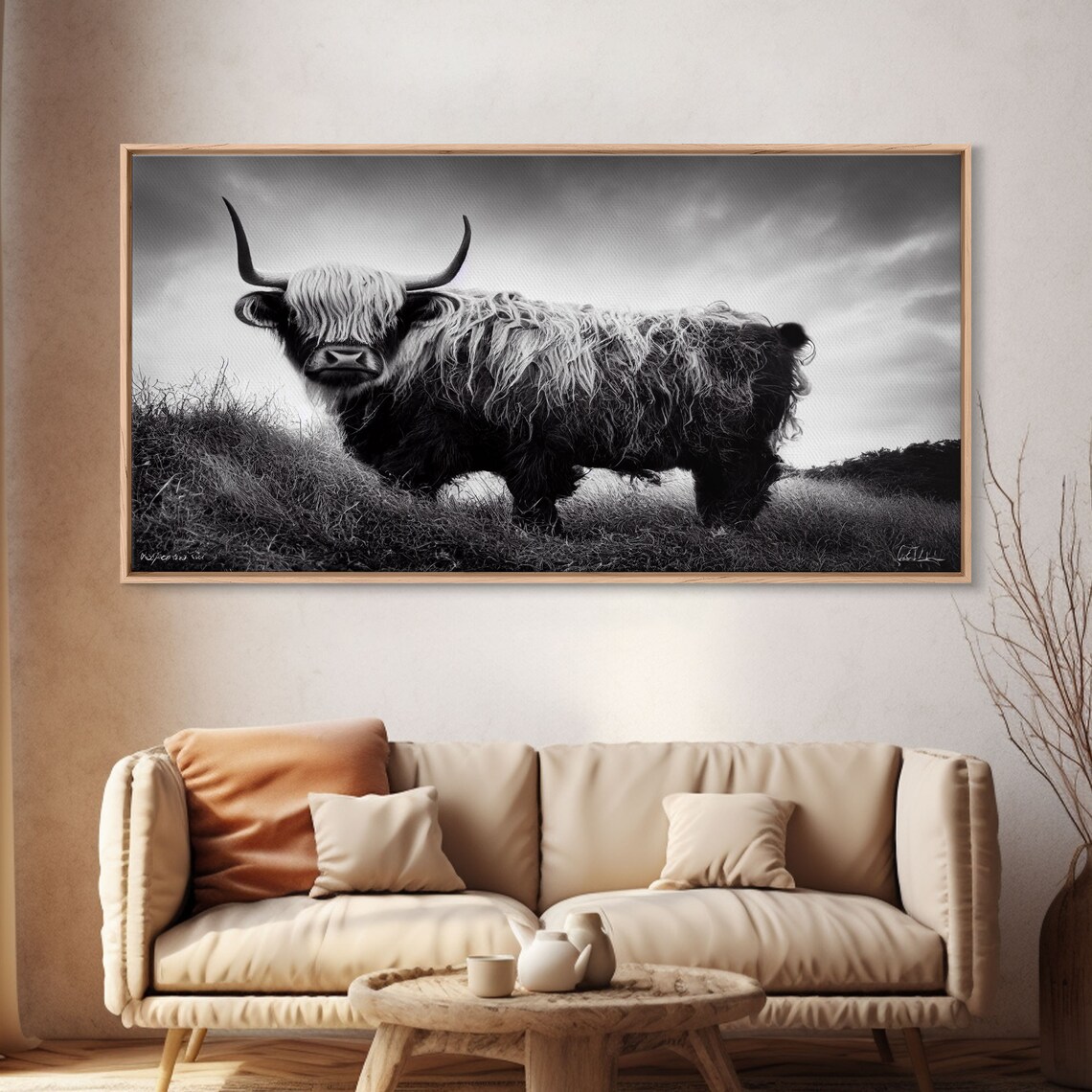 Scotland Highland Cow Black And White Shaggy Bull Farm Poster - Image 4