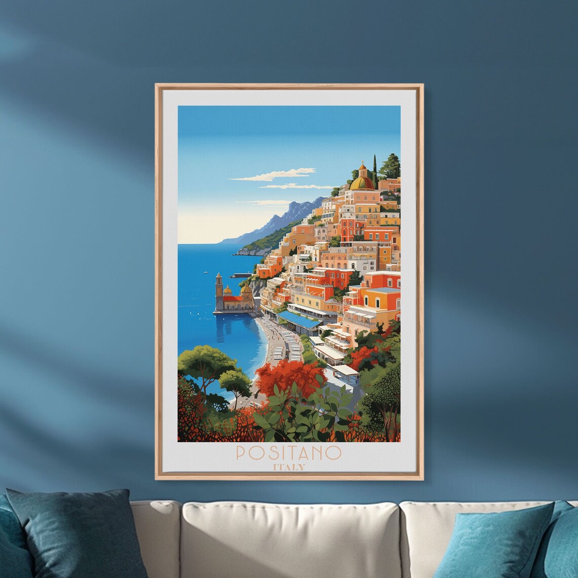 Positano Italy Amalfi Coast Cliffside Village Beach View Travel Poster - Image 5