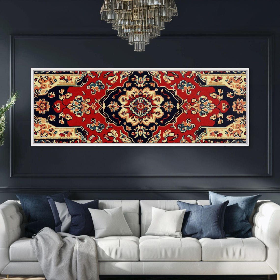 Turkish Persian Rug Pattern Red Navy Vintage Tapestry Wall Poster - Image 5