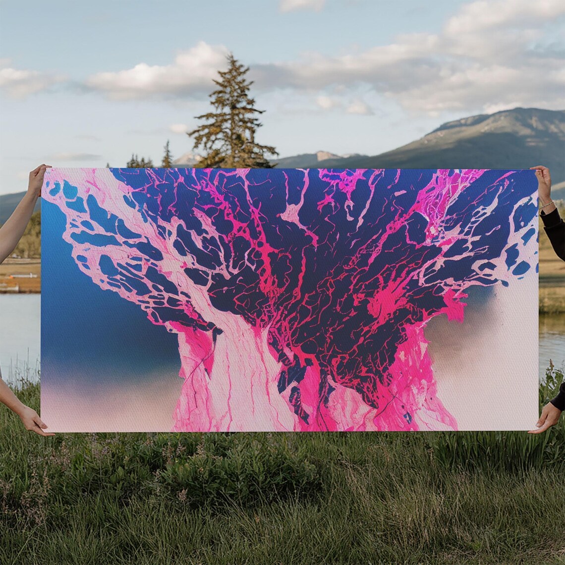 Neon Pink Explosion Trippy Psychedelic Art