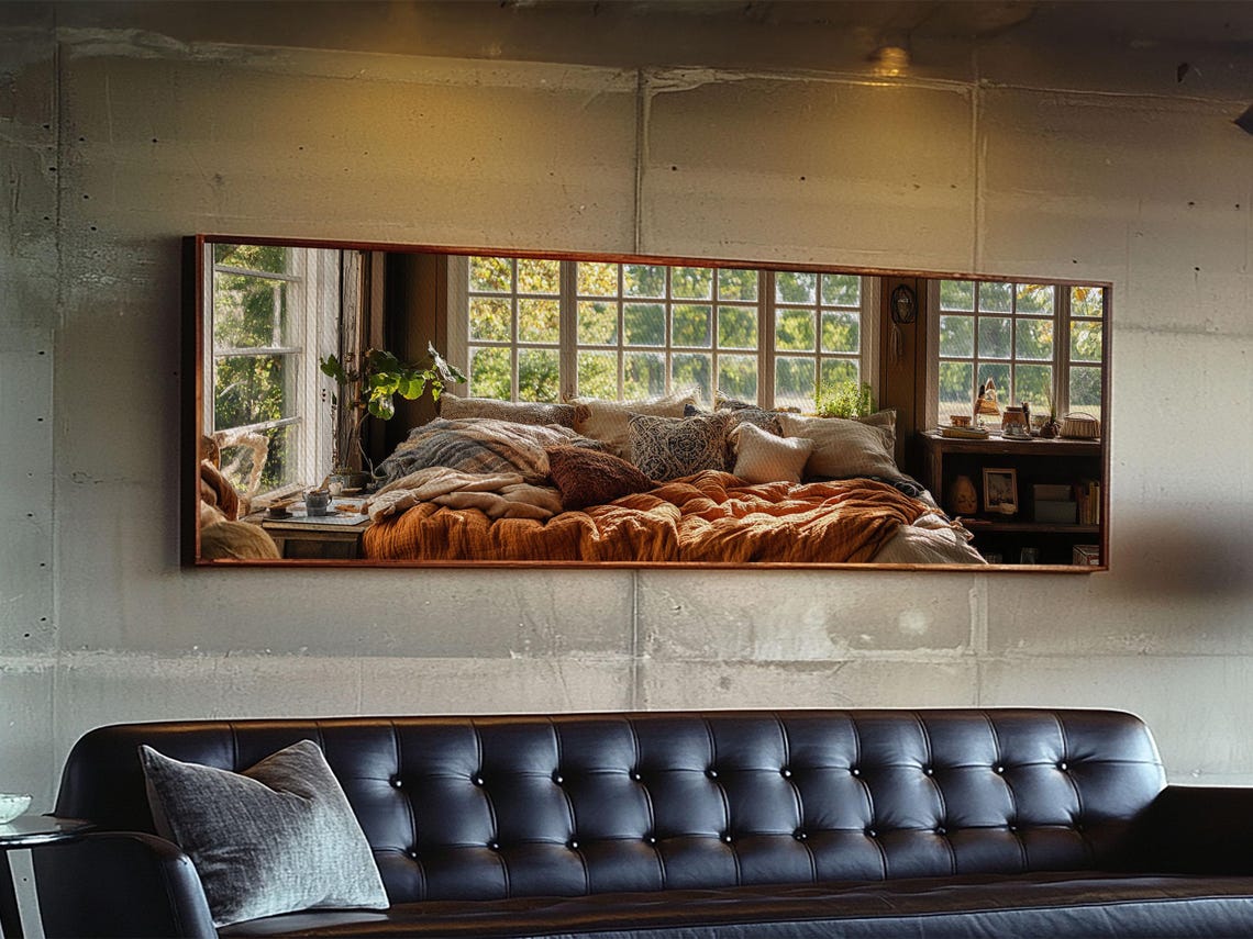 Sunlit Window Reading Nook Panoramic Cozy Cottagecore Amber Art Poster - Image 4