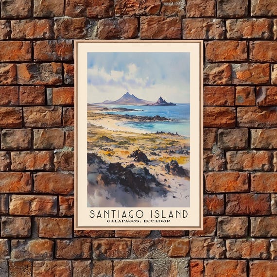 Santiago Island Galapagos Ecuador Watercolor Print Vacation Gift Wall Art Beach Painting Beach Decor Beach Or Lakehouse Art