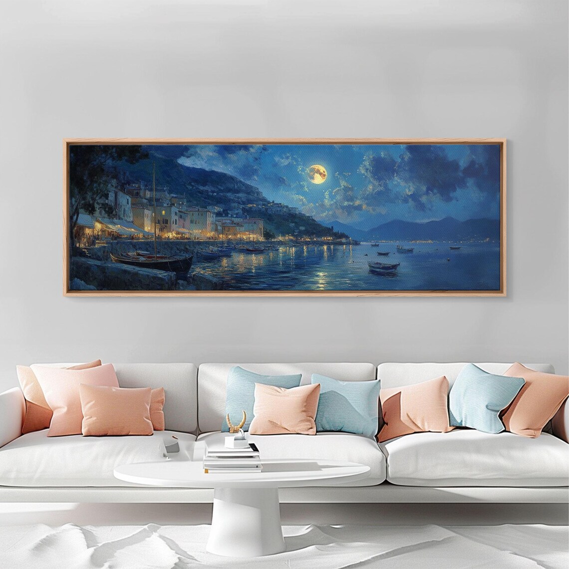 Portofino at Night, Italy Landscape Art Print - Image 2