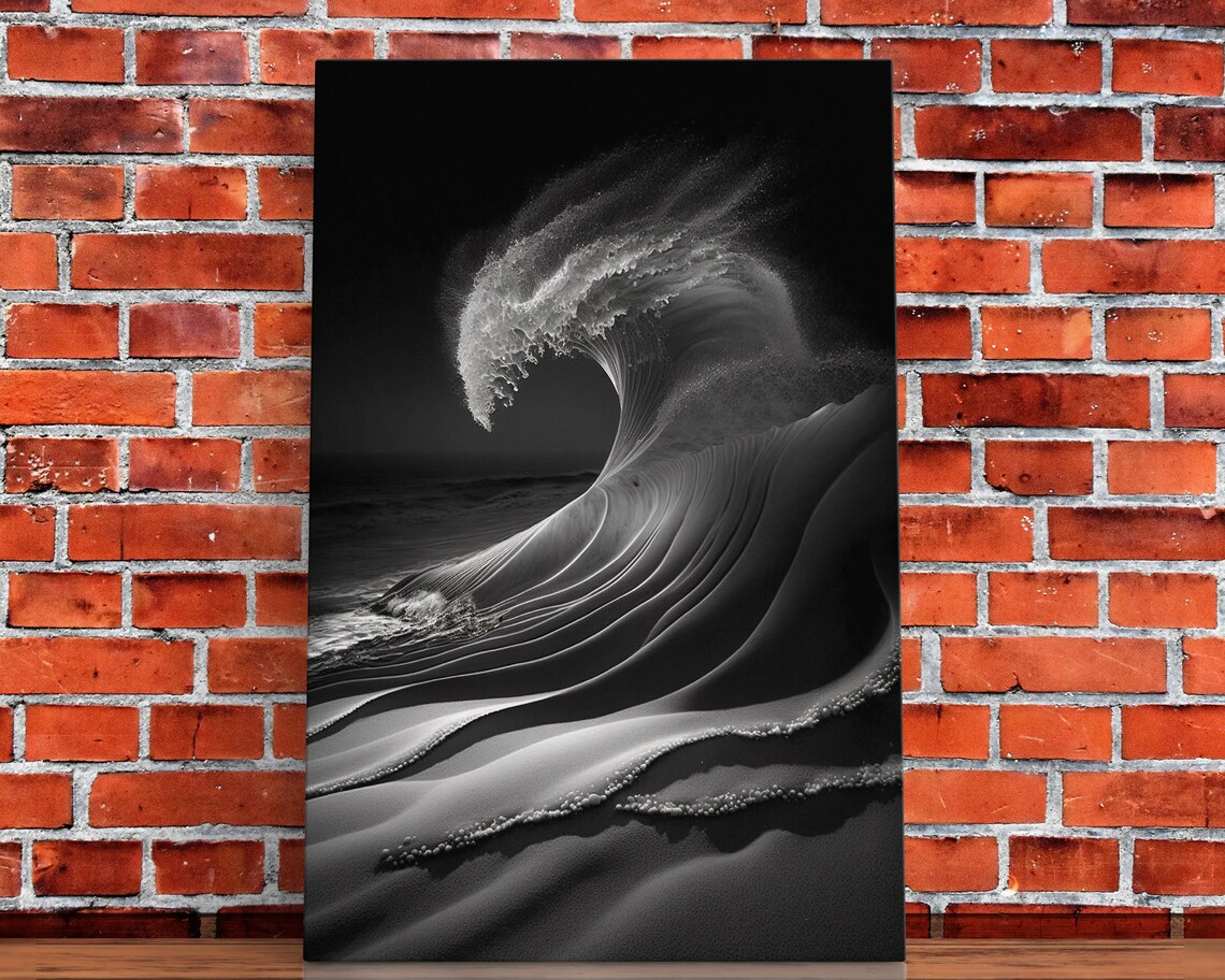 Surf California Wall Art Print, Black and White Beach - Image 5