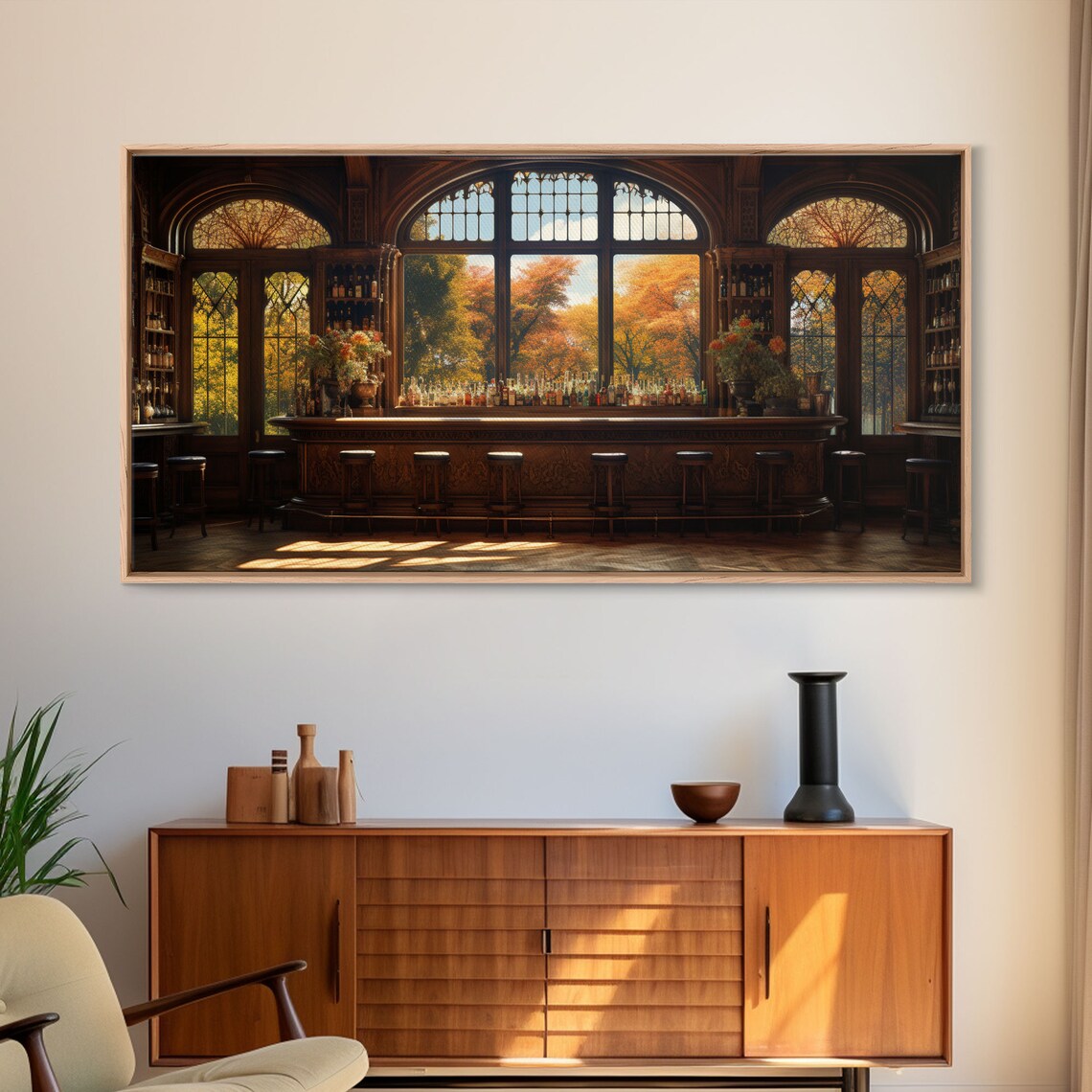 Old Victorian Wooden Bar Autumn View Oil Painting Style Poster - Image 6