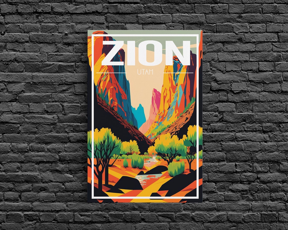 Zion National Park Poster Utah Wall Poster America Art Print Travel Wall Print Travel Poster Travel Wall Art Wall Print