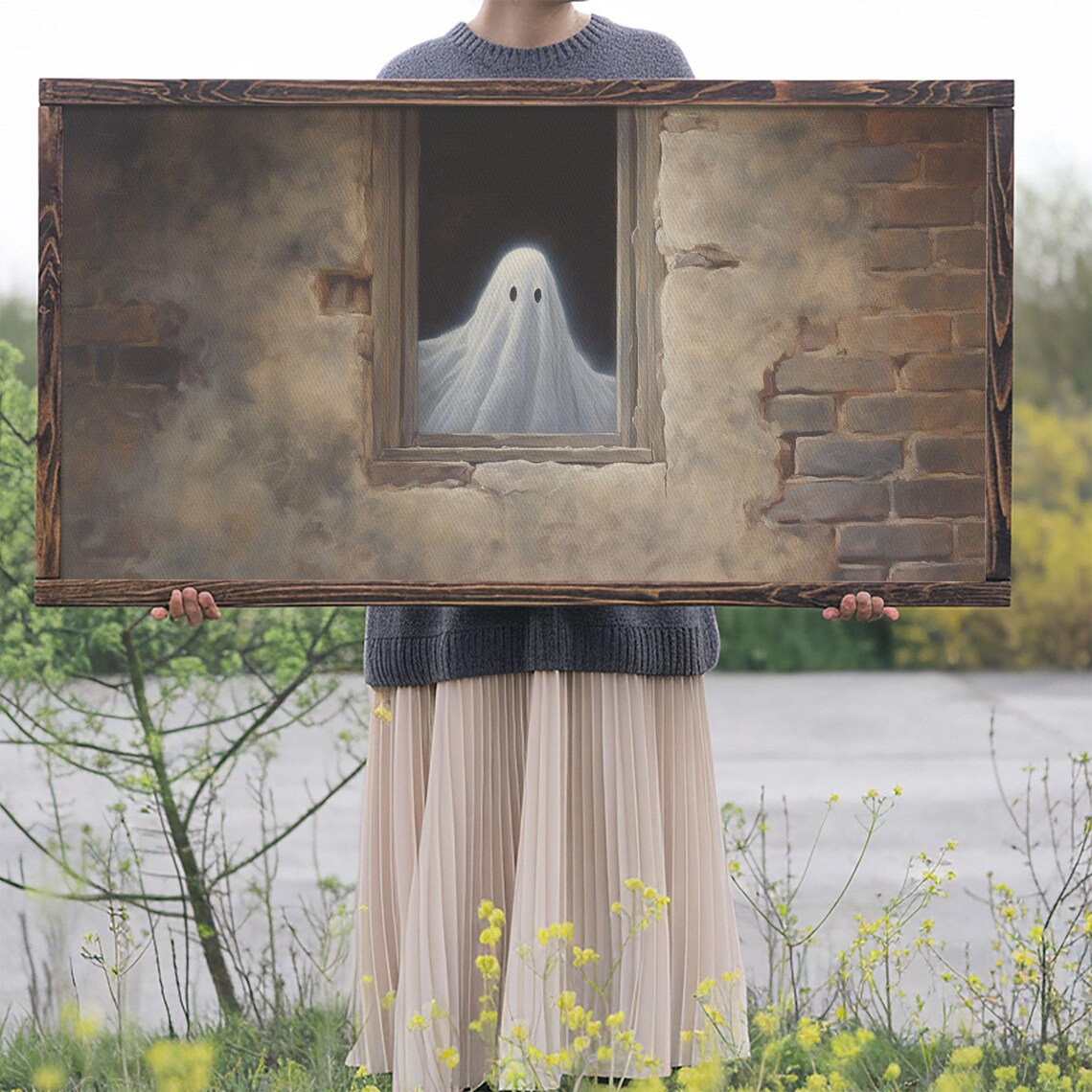 The Ghost In The Window, Funny Halloween Art - Image 2