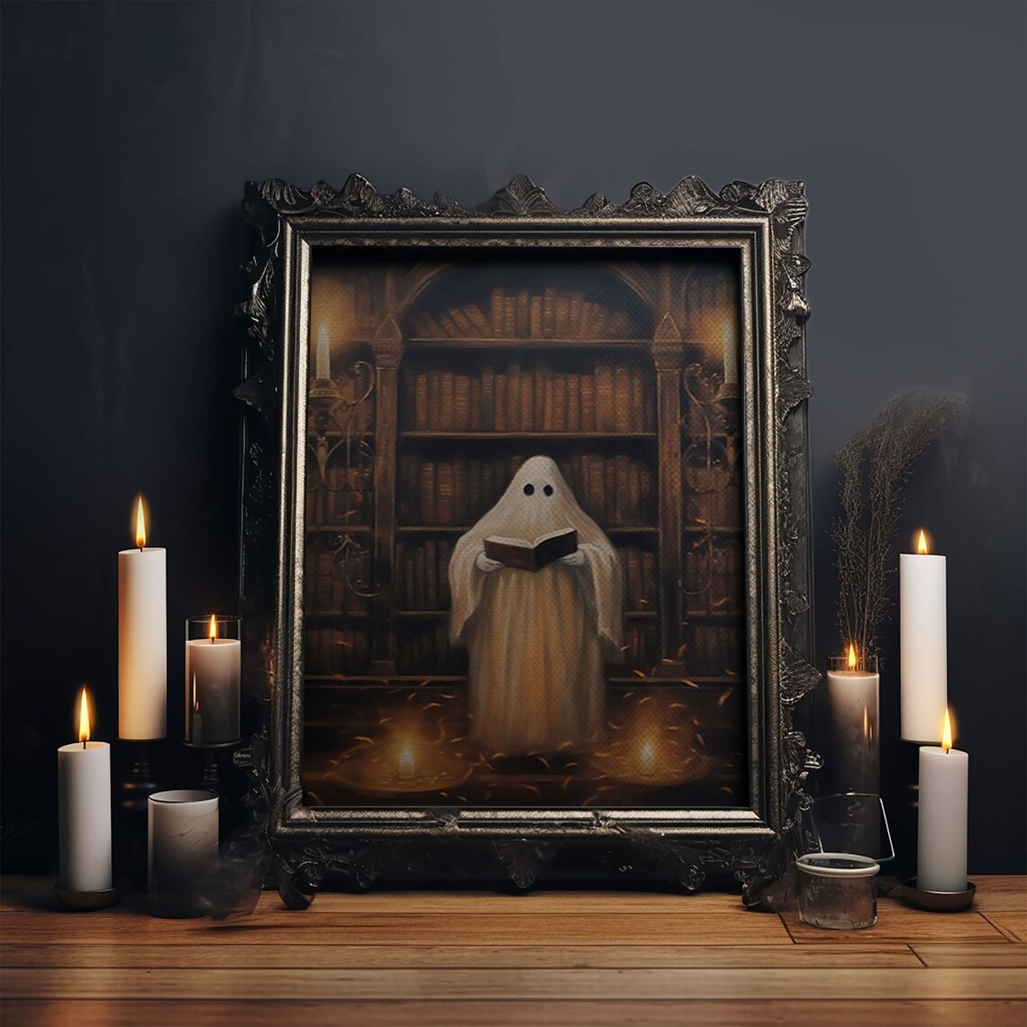 Spooky Ghost Reading A Book, Cute Halloween Art Print - Image 5