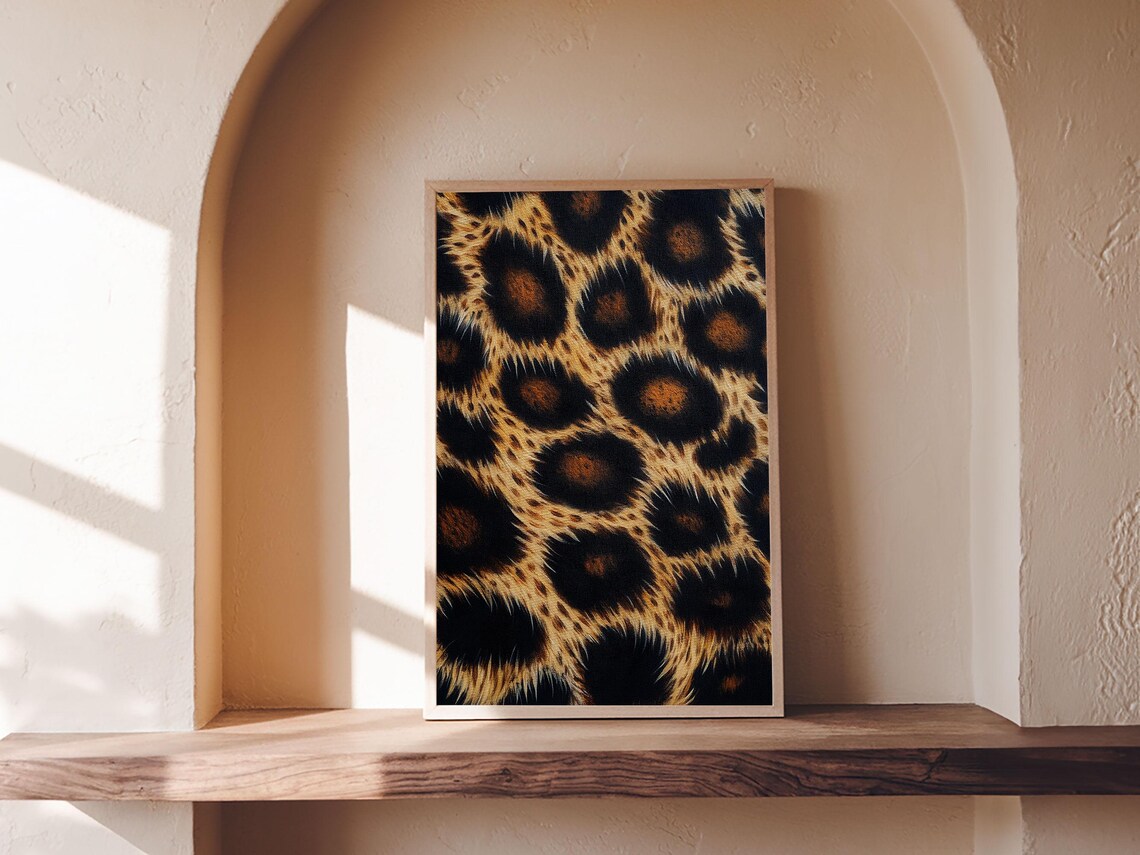 Leopard Print Fur Spots Pattern Tall Rustic Animal Farmhouse Decor Wall Art Print - Image 5
