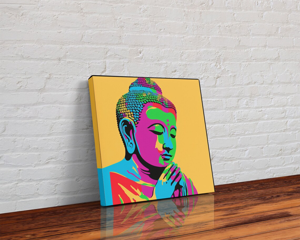 Rainbow Buddha Pop Art Smiling Buddha Neon Zen Buddhism Wall Art Poster - Image 3