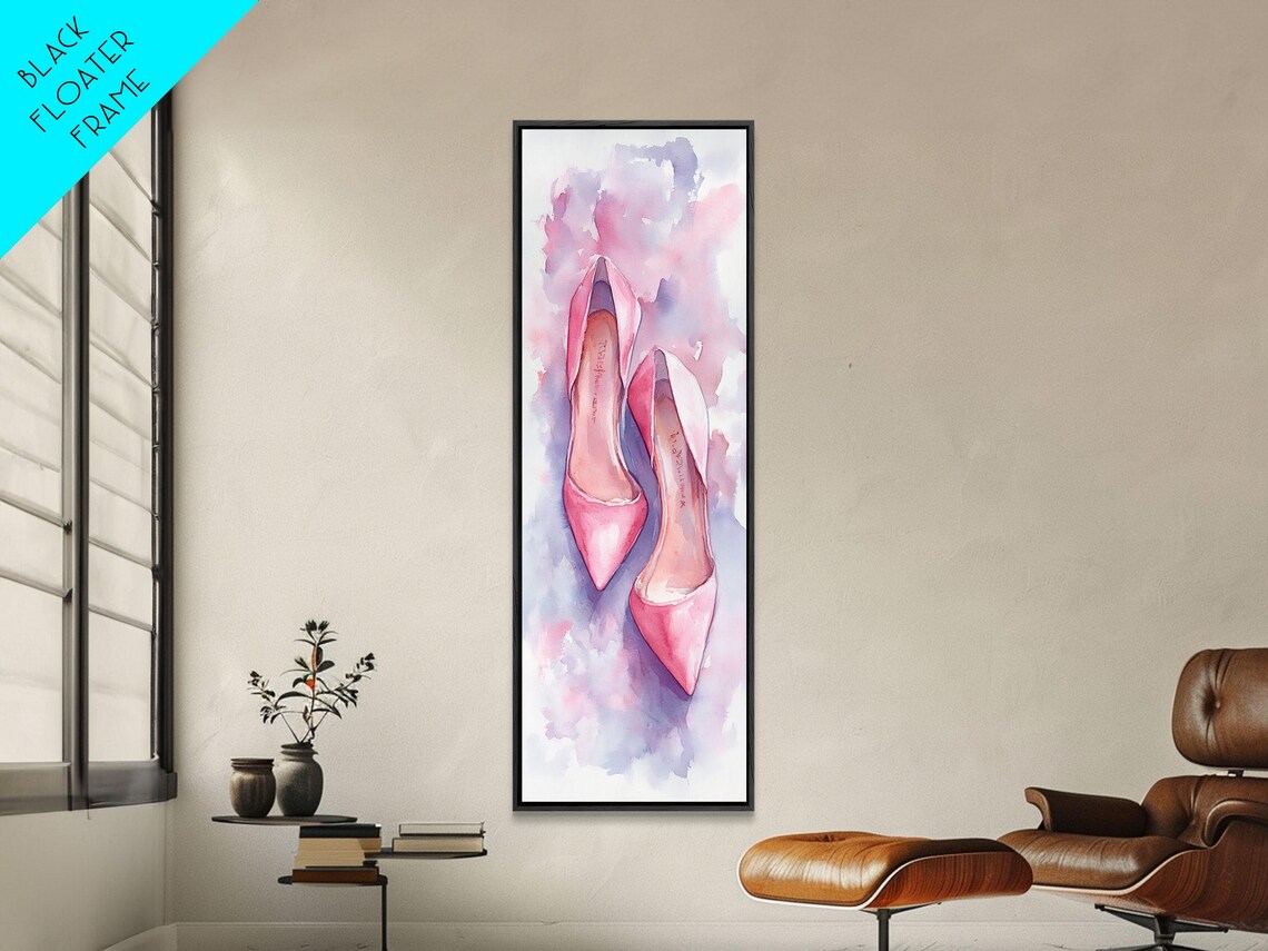 Pink High Heels Watercolor Elegant Feminine Fashion Art Poster - Image 2