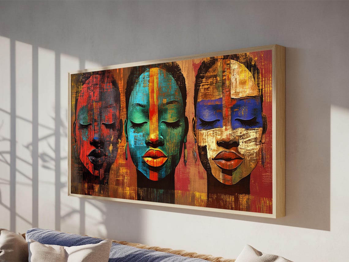 Vibrant African Faces Abstract Colorful Textured Afrocentric Poster - Image 6