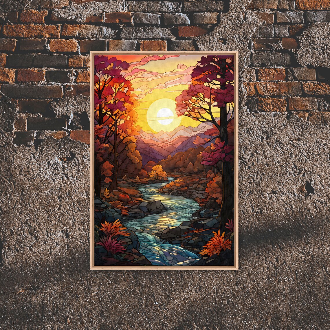 Fall Mosaic Stained Glass Style Autumn Art Print - Image 5