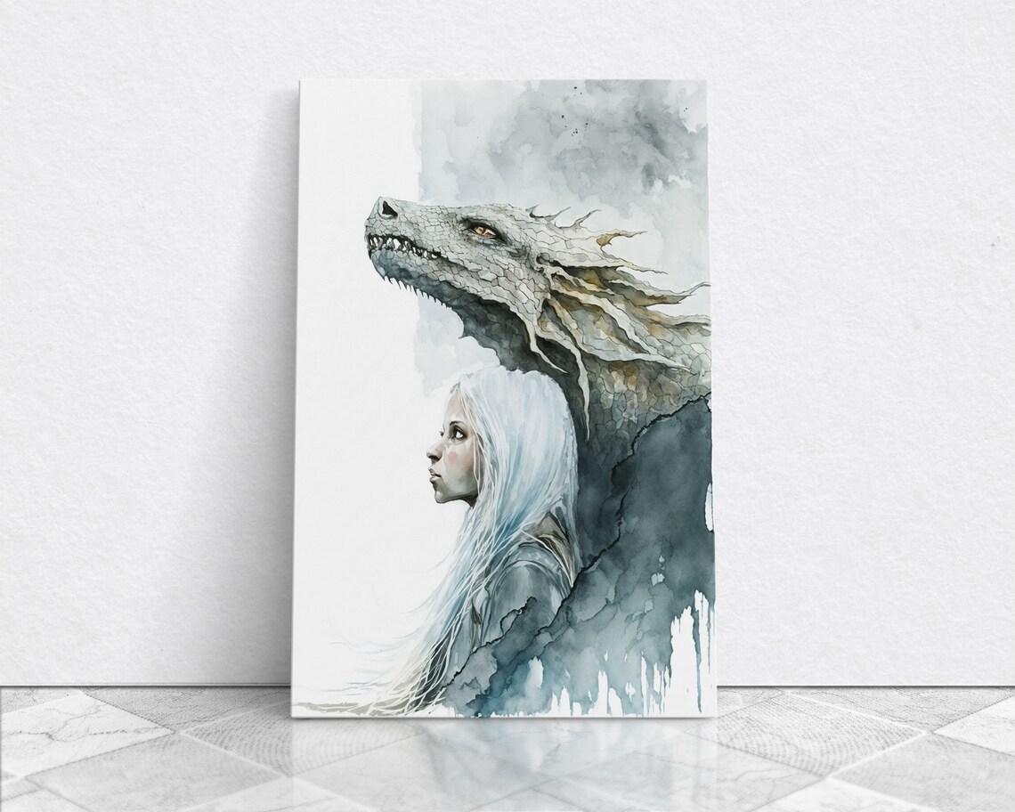 Girl and Her Dragon Fantasy Art Print, Gamer Decor - Image 5