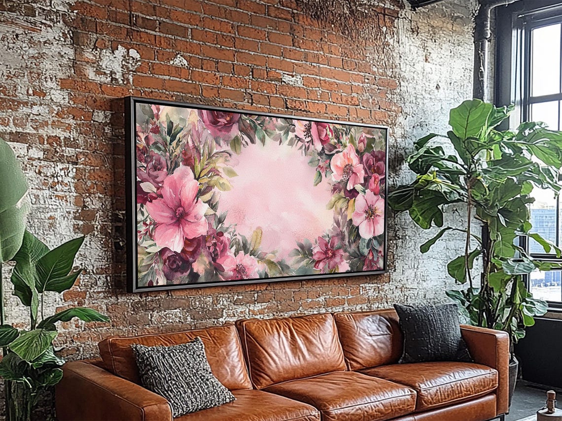 Blush Pink Floral Border Watercolor Botanical Frame Art Print Poster - Image 6