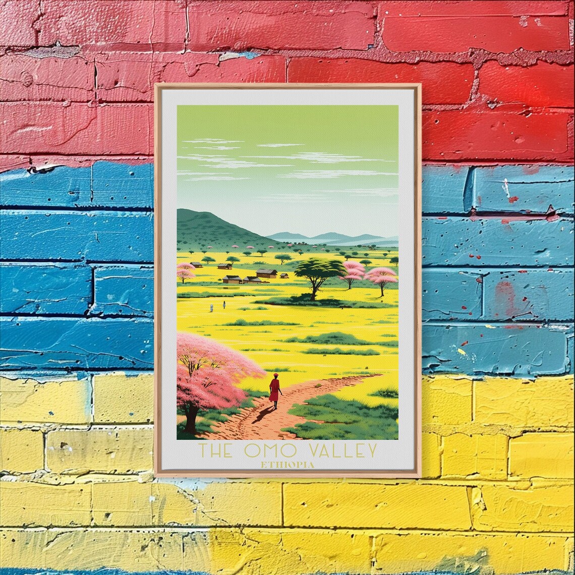 Omo Valley Ethiopia Golden Fields Village Tribal Sunset Travel Poster - Image 2