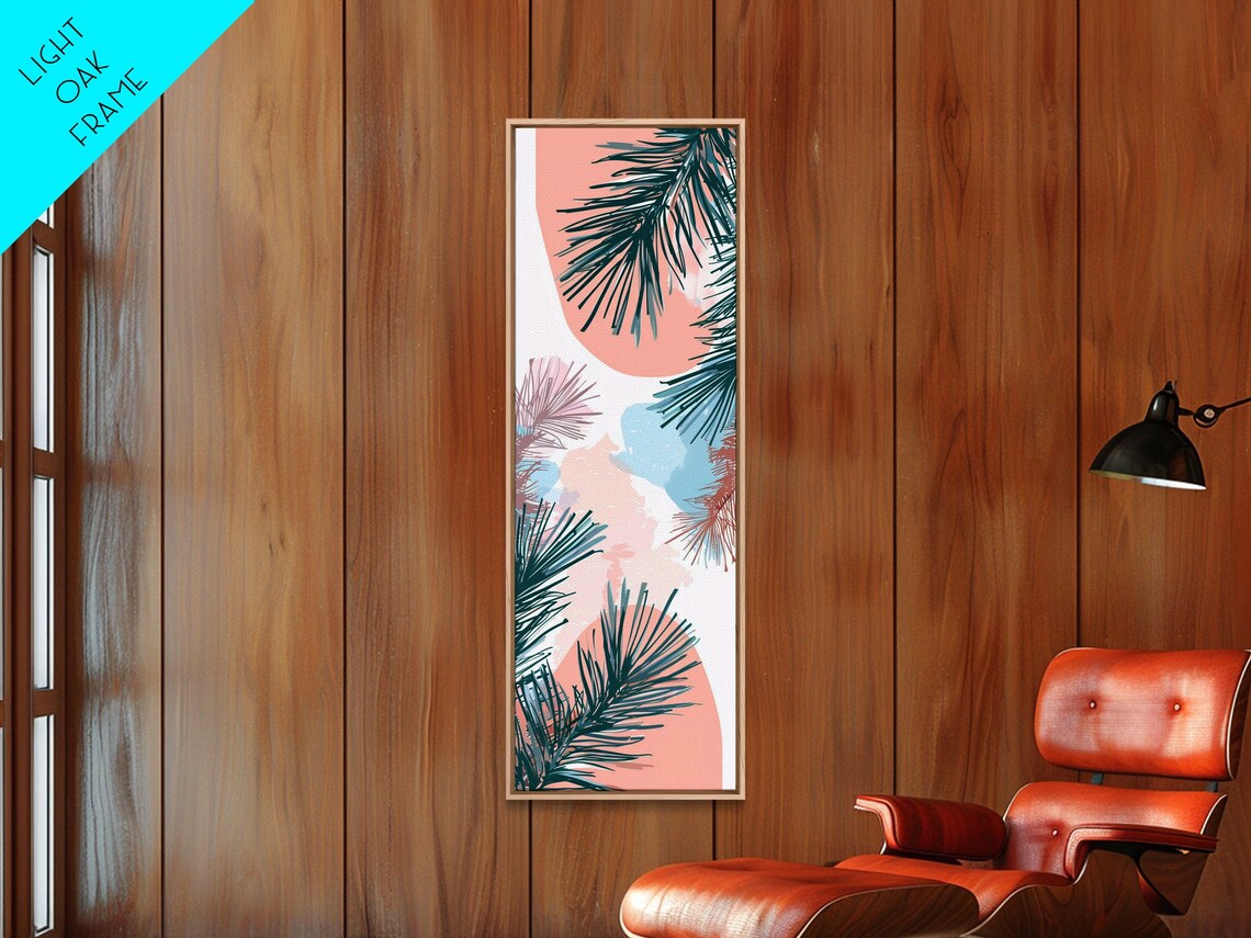 Elegant Pine Branches On Soft Pastel Background Skinny Art Japanese Wall Decor Framed Print Ukiyo E Style - Image 6